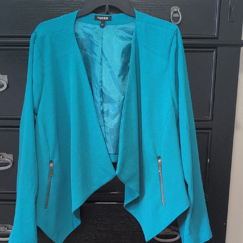 Torrid Teal Open-Front Blazer